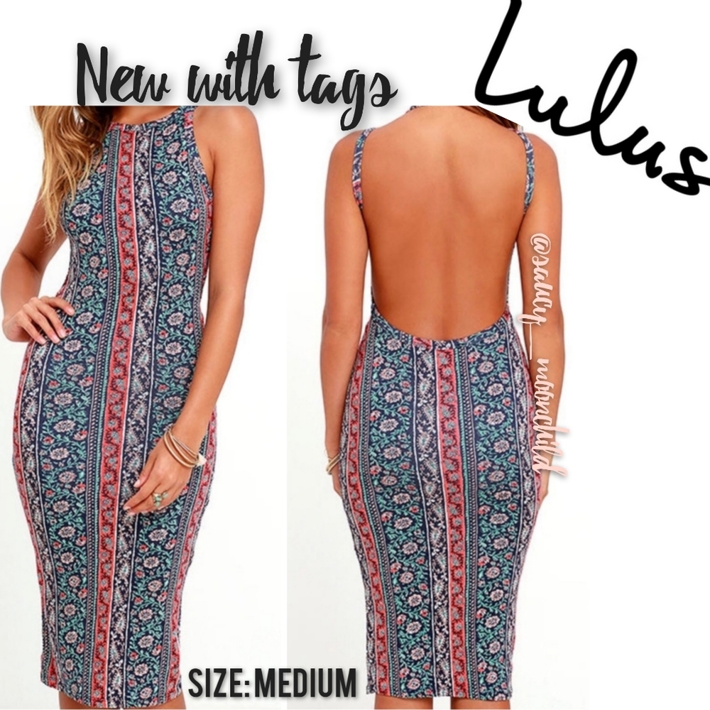 NEW lulus | midi bodycon sexy paisley dress medium stretch